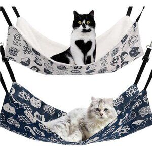 Cat Hammock for Cage Hanging Reversible 2Pack Pet Hammock Bed Adjustable Soft